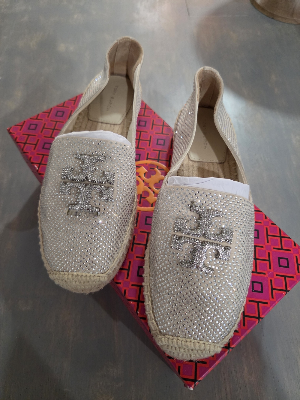 Women's Crystal-Embellished Espadrille Slip-On — Ivory